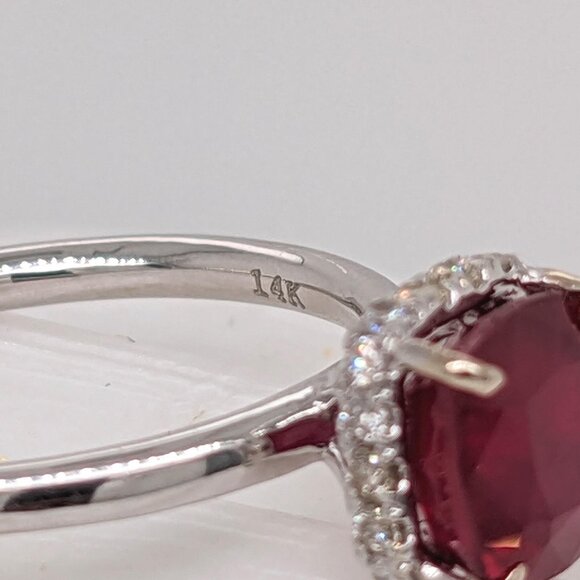 1.74cts Madagascar Ruby Ring in Solid 14K Gold with Natural Diamond Halo - Picture 9 of 9